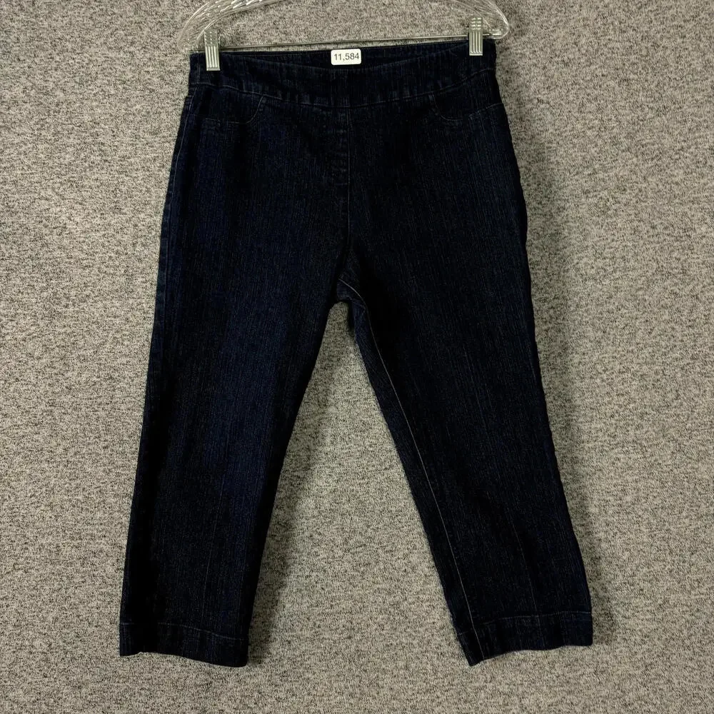 Soft Surroundings Women's Size Petite Small Blue Dark Wash Denim Capri Pants